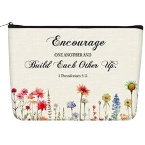 Encourage One Another Canvas Zip Makeup Bag 1 Thessalonians 5:11 NWT